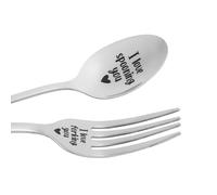 Regali per Lui/Lei, Cucchiaio & Forchetta in Acciaio Inossidabile Incisi Ti Amo per Fidanzato Fidanzata Marito Moglie Anniversario Compleanno Natale Regalo Romantico Coppia