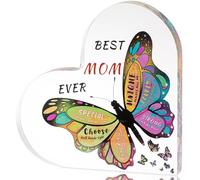 Regali per mamma da figlia, figlio, decorazioni da scrivania con farfalla Best Mom Ever regali, regalo di compleanno per la mamma, cartello decorativo in acrilico, regalo per Natale, anniversario e