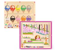 Regali per Ragazze Giocattoli 2 in 1 Montessori Colore Magnetico e Numero Labirinto Per 3 4 5 Anni Ragazzi Ragazzi Ragazze Colore Ordina Per Bambini Capacità Motorie Fine Legno Puzzle Magnetici