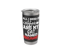 Regali per sognatori con nome gatto All I Need Is Coffee Cat Named Bicchiere termico in acciaio inox doppia parete