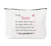 Regali per sorella da fratello, regalo per la migliore sorella, borsa per il trucco, regali per sorella, regali di Natale per sorella, bianco, A mia sorella
