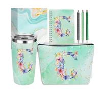 Regali personalizzati con monogramma regalo di compleanno per donne, collega, moglie, sorella, matrimonio, Natale, iniziale, bicchiere da 590 ml, astuccio per il trucco, penne a sfera, quaderno, set