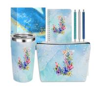 Regali personalizzati con monogramma regalo di compleanno per donne, damigella d'onore, addio al nubilato, matrimonio, Natale, iniziale da 590 ml, borsa per il trucco, penne, diario, quaderno, 6 set