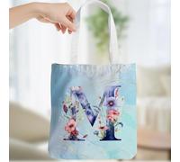 Regali personalizzati per le donne con monogramma regali di compleanno per Natale, borsa tote con iniziale, borse della spesa in tela da spiaggia, blu