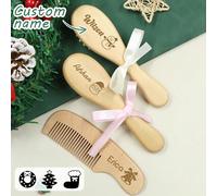 Regali personalizzati per neonati, set di spazzola e pettine personalizzato con nome del bambino, spazzola in legno personalizzabile per neonati, regali personalizzabili per neonati, regali per neonat