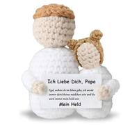 Regali positivi, bambola di positività con carta frontale, papà e figlia, bambola lavorata a maglia, supporto emotivo, regalo dalla figlia al padre per la festa del papà, compleanno
