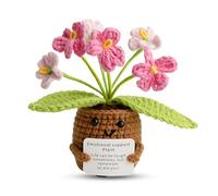 Regali positivi, non dimenticare i miei fiori, fiori all'uncinetto, come borsa tascabile, regalo per amici e familiari, 6 x 11 cm, in cotone rosa delicato