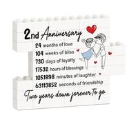 Regali romantici per il secondo anniversario per lui e per lei - Targa con mattoncini, regali di nozze in cotone per marito e moglie, regalo per 2 anni "Ti amo" per lui e per lei, fidanzato e