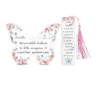 Regali Sorella Donne Segnalibro con Targhe e Cartelli Decorativi Acrilica Set da 2 Pezzi Compleanno Personalizzato Farfalla Segno Ricordi Segnapagina Laurea Natale Apprezza Lei dai Fratello Sorelle