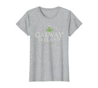 Regali Vintage irlandesi Souvenir: Claddagh Galway Irlanda Maglietta, Donna, Grigio Melange, XL
