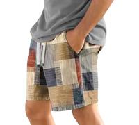 RegaliaKun Bermuda da Uomo, Modello Etnico Scozzese, Pantaloncini da Jogging Estivi, Dritti, con Coulisse, Spiaggia