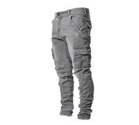 RegaliaKun Jeans Cargo da Uomo, Modello Jogger, Slim Fit, Elasticizzati, Modello Skinny, Gamba Dritta, Pantaloni Comfort Flessibili, Grigio, Taglia XL