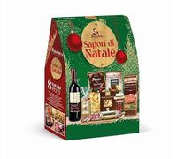 Regalidea Sapori di Natale 8 pz, Confezione Regalo Natale, Cesto Natalizio: Cotechino 250g, Lenticchie 150g, Salame 100g, Taralli 100g, Pasta 250g, Sugo 185g, Funghi 15g, Vino 750 ml