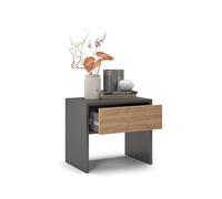 Regalik Comodino PARI Con Cassetto 50 x 45 x 35 cm - Design Moderno in Rovere Grafite Con Guide a Sfera Tip On