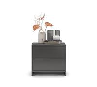 regalik Comodino PARI con due cassetti, 50 x 45 x 35 cm, comodino con cassetto con guide a sfera Tip on, comodino dal design moderno in grafite