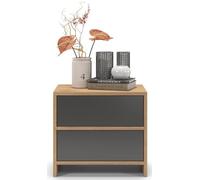 Regalik Comodino PARI con Due Cassetti 50 x 45 x 35 cm - Comodino Moderno in Grafite Oak