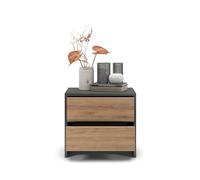 Regalik Comodino PARI Con Due Cassetti 50 x 45 x 35 cm - Guide a Sfera Tip On - Moderno in Rovere Grafite