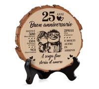 Regalo 25 Anniversario Matrimonio, 25 Anni Matrimonio Regali, Regalo Anniversario per Lui Lei, Regali per Marito Moglie Genitori Nozze D'argento Natale, 25° Anniversario di Matrimonio, Targa in Legno