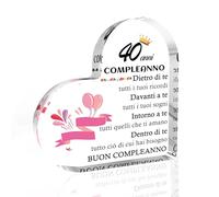 Regalo 40 Anni Donna Regali 40 Anni Femmina Compleanno Decorazioni Acrilico A Forma di Cuore Addobbi Originali Regalo Idee per Mamma Sorelle Amica Zia Figlia Nipoti Fidanzata Moglie Lei