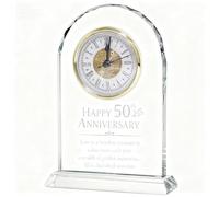 Regalo 50 Anni Matrimonio, Regalo di Anniversario con Orologio al Quarzo Regali per Nozze d'Oro Decorazione con Orologio da Scrivania Dorato Regali per i 50 Anni di Matrimonio per Nonni e Genitori