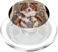 Regalo artistico vintage giapponese con cane pastore australiano samurai PopSockets PopGrip per MagSafe