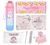 Regalo Bambina 10 Anni- Set Regalo10 Anni Femmina con Borraccia, Collana, Braccialetti Colorati Segnalibri e Biglietto di Auguri, Idee Regalo Compleanno 10 Anni per Figlia, Amica, Sorella o Nipote