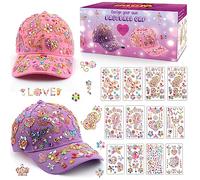 Regalo Bambina 4 5 6 7 8 9 10 11 12 Anni, Kit Cappellino da Baseball Fai Da Te Ragazze, Idee Regali Bambina Compleanno di nuovo a scuola, DIY Berretto da Baseball con Gemma Stickers, Regalo Cappello