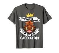 Regalo Caccia Nonno Il Re dei Cacciatori Cacciatore papà Maglietta, Uomo, Asfalto, 3XL