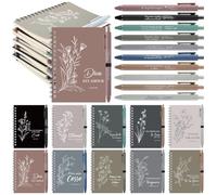 Regalo Christian - Set di 10 quaderni per appunti cristiani e 10 penne a | Taccuini religiosi in formato tascabile con versetti biblici in francese, penne assortite, regali di comunione