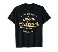 Regalo classico New Orleans con venature del legno The Big Easy NOLA USA Maglietta