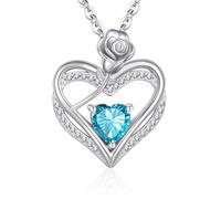 Regalo Collana Argento 925 Donna, Cuore Rose Ciondolo Collane, Regali per Lei, Compleanno San Valentino Regalo Di Natale Festa Della Mamma, Blu Mare