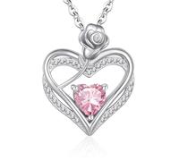 Regalo Collana Argento 925 Donna, Cuore Rose Ciondolo Collane, Regali per Lei, Compleanno San Valentino Regalo Di Natale Festa Della Mamma