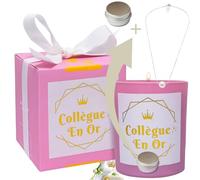 Regalo collegue di lavoro donna - regalo collegue - regalo partenza collegue di lavoro - idea regalo collegue : confezione regalo candela profumata artigianale con una collana argento 925