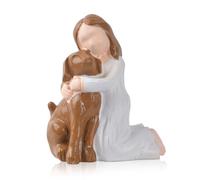 Regalo Commemorativo per Animali Domestici per Cani, Statuette per Ragazze e Cani, Statuette dell'Amicizia con Angelo e Cane, Regalo Commemorativo per Cani per la Perdita del Cane, Figura Scolpita