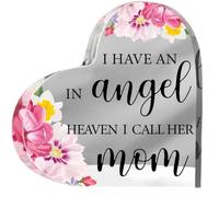 Regalo commemorativo per la perdita della mamma, ornamento floreale a forma di cuore in acrilico, 10 x 10 cm, regalo di simpatia per la perdita della madre, decorazione funeraria per lutto, in memoria