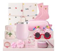 Regalo Compleanno Donna Originale 10 pezzi Set Wellness d'atmosfera | Cofanetto Regalo Benessere SPA con Tumbler Termico Calzini Maschera Notte Candela Profumata Bomba da Bagno e Occhiali Festivi