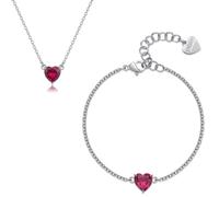 Regalo Compleanno Lei Completo Cuore Rosso Sagapo Collana Bracciale SDZ58 SDZ69