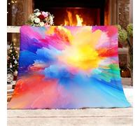 Regalo Coperta XXL 180x200cm Onirico Arcobaleno Nuvole Dipinto A Olio Calda Copridivano Coperta da letto Morbida e leggera Colorato per Mamma Donne e Fidanzate