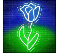 Regalo creativo per insegne al neon Insegna al per neon con fiore per rosa, decorazione da parete per camera letto, 20,3 cm × 40,6