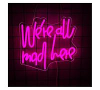 Regalo creativo per insegne al neon Lampada al neon a LED con scritta "Siamo tutti matti qui", dimmerabile, per camera da letto, dormitorio 34cmx31