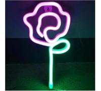Regalo creativo per insegne al neon Lettere colorate per illuminazione interna, insegna al neon a forma di fiore per rosa per la parete della camera da letto e per le feste(2)