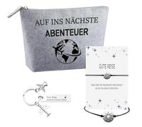 Regalo da viaggio portafortuna, da viaggio, in feltro, con angelo custode, portachiavi con incisione per viaggiatori, borsa da toilette piccolo regalo per viaggiatori, anno all'estero