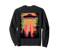Regalo d'Arte Alieno retrò fantascientifico Vintage UFO Abduction Cat Felpa
