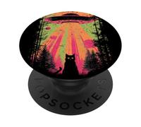 Regalo d'arte alieno retrò fantascientifico vintage UFO Abduction Cat PopSockets PopGrip Adesivo