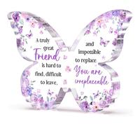 Regalo dell'amicizia per le donne, placca acrilica viola con farfalla decorativa, regalo per compleanno, donne, amicizia, unica, migliore amica, regalo femminile, 12,7 x 9,5 x 1 cm