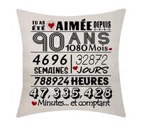 Regalo di 90 anni per le donne e gli uomini federe per cuscino per 90 anni 90 ° compleanno buon compleanno federa per cuscino per donna marito mamma papà nonno sorella fratello amici (90)