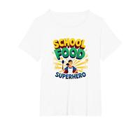 Regalo di apprezzamento della Signora del Pranzo del Supereroe del Cibo della Maglietta, Donna Plus-Size, Bianco, 5X