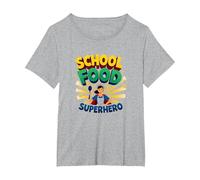 Regalo di apprezzamento della Signora del Pranzo del Supereroe del Cibo della Maglietta, Donna Plus-Size, Grigio Melange, 1X