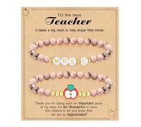 Regalo di apprezzamento per insegnanti per donne, braccialetto con iniziali must have, Mrs Miss End of Year Teacher Gifts Thank You for Helping Me Grow Music Matematica Scienze Insegnanti Braccialetti