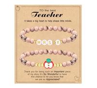 Regalo di apprezzamento per insegnanti per donne, braccialetto con iniziali must have, Mrs Miss End of Year Teacher Gifts Thank You for Helping Me Grow Music Matematica Scienze Insegnanti Braccialetti